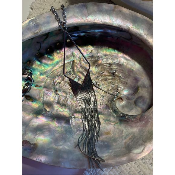 Vintage Silver Triangular Fringe Necklace Elegant 🌼💕 - Picture 7 of 9